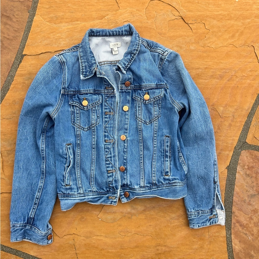 J. Crew Blue Denim Jacket with Gold Buttons ES